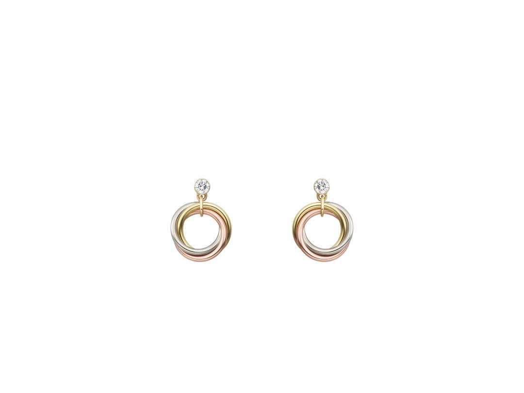 Cartier Cartier Trinity Earrings Brilliant-Cut Diamonds White Gold Rose Gold Yellow Gold