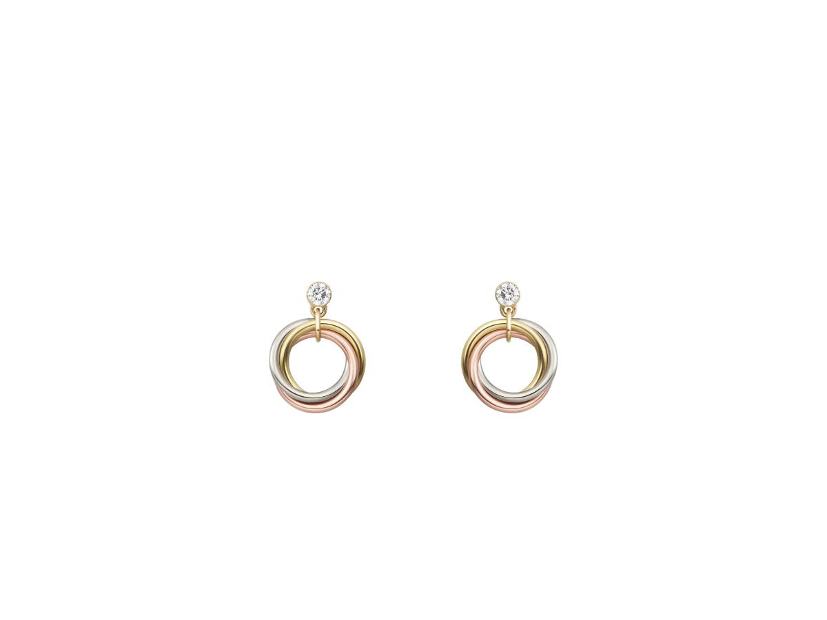 Cartier Cartier Trinity Earrings Brilliant-Cut Diamonds White Gold Rose Gold Yellow Gold