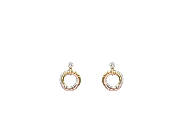 Cartier Cartier Trinity Earrings Brilliant-Cut Diamonds White Gold Rose Gold Yellow Gold - view 1