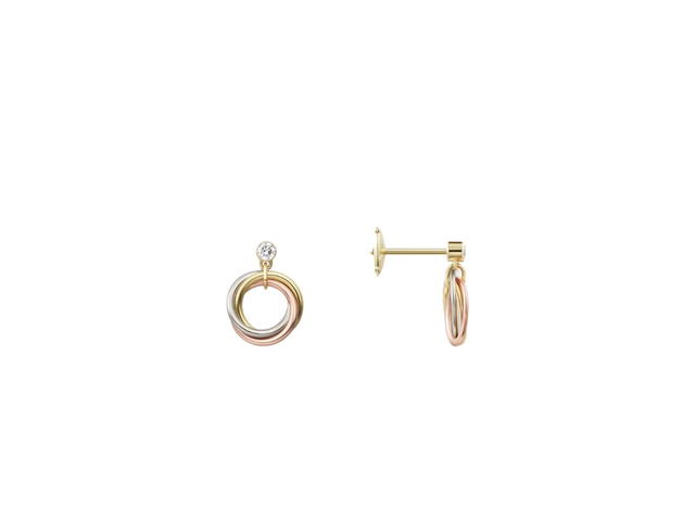 Cartier Cartier Trinity Earrings Brilliant-Cut Diamonds White Gold Rose Gold Yellow Gold - view 3