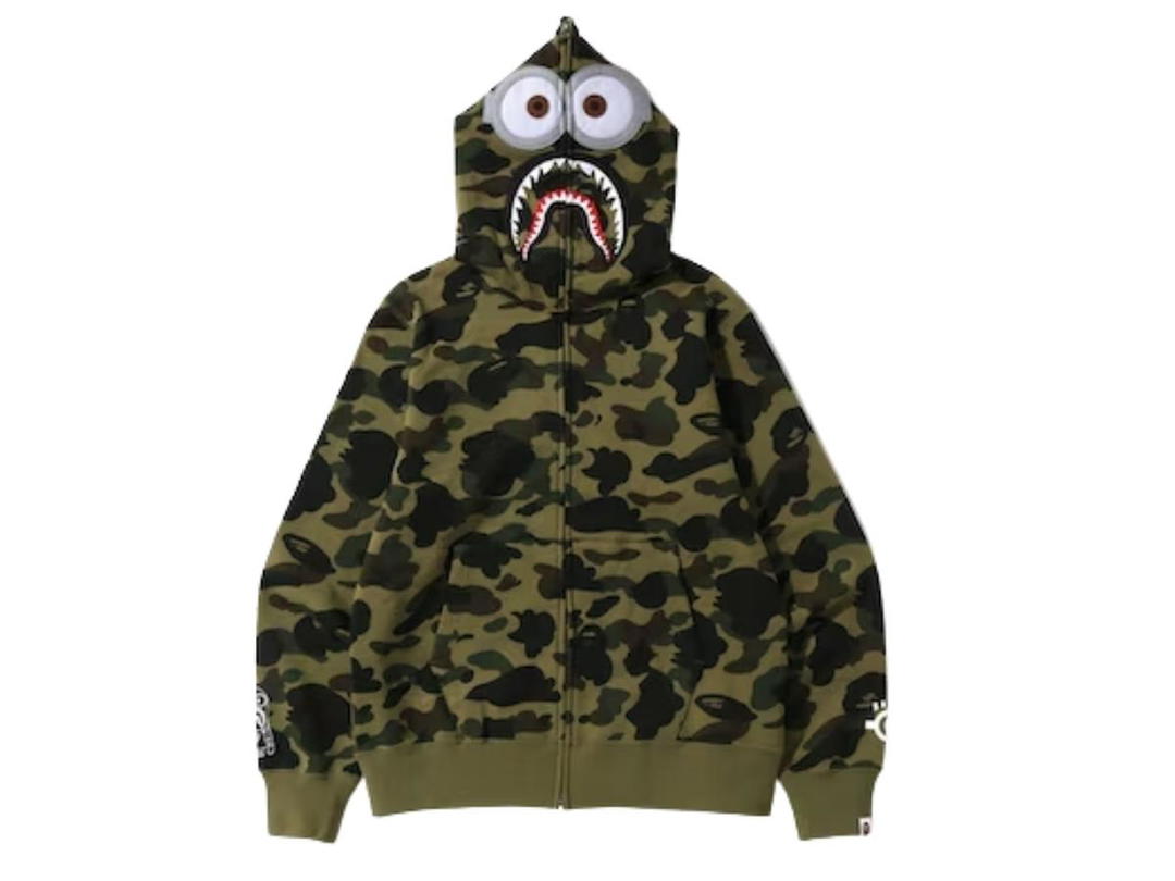 Bape Bape x Minions 1st Camo Shark Full Zip Hoodie Green