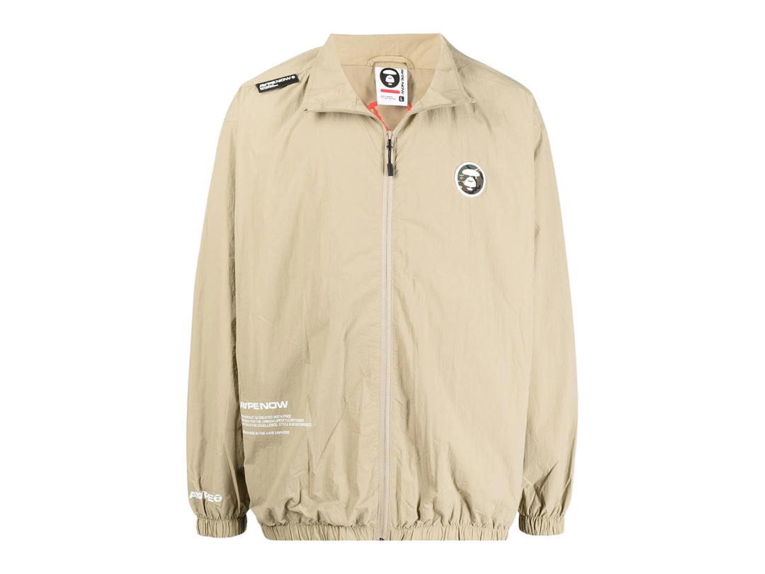 A Bathing Ape Aape Logo-Patch Zip-Up Jacket Brown