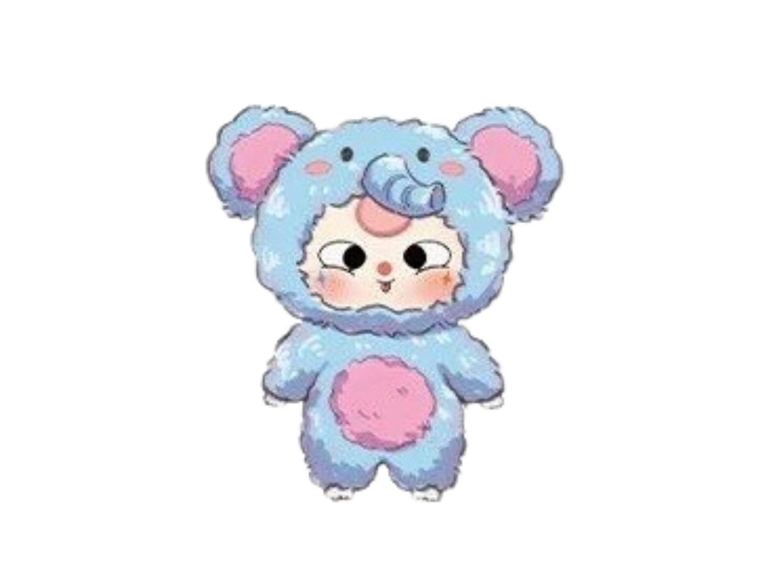 Baby Three (เช็คการ์ด) Baby Three Calf Elephant (Third-Generation Animal Party Series Big Cute Plush Toy Doll)