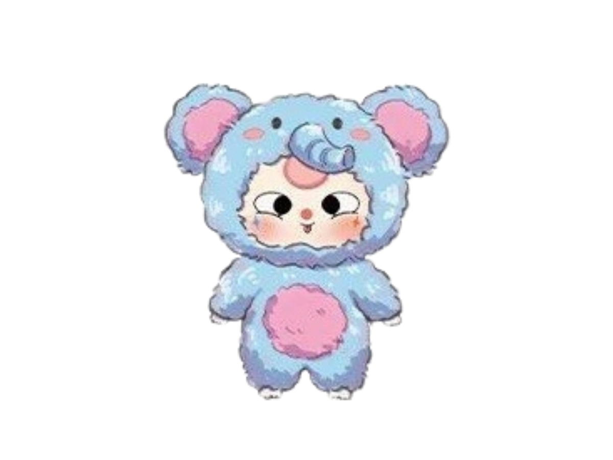 Baby Three (เช็คการ์ด) Baby Three Calf Elephant (Third-Generation Animal Party Series Big Cute Plush Toy Doll)