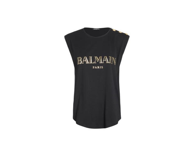 Balmain Balmain Logo Buttons Sleeveless T-Shirt Black - view 1