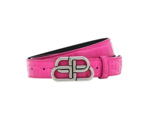 Buy Balenciaga BB Logo Buckle Croc Embossed Leather Belt Pink at Sasom – Authentic and Ready to Ship