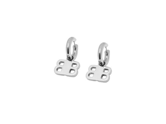 Balenciaga Balenciaga BB 2.0 Rhinestones Hoop Earrings In Brass Silver - view 2