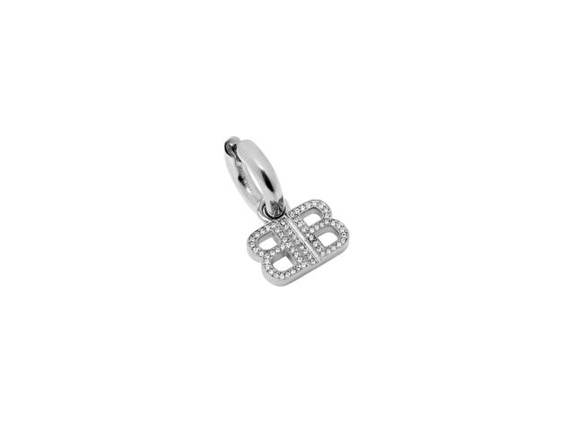 Balenciaga Balenciaga BB 2.0 Rhinestones Hoop Earrings In Brass Silver - view 3