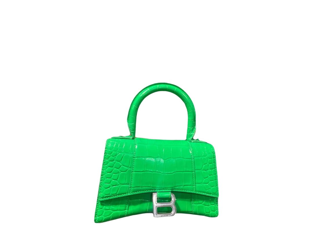 Balenciaga Balenciaga Hourglass Alligator Handbag Green