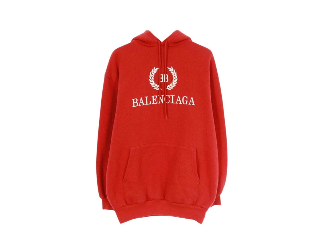 Balenciaga Balenciaga BB Crown Logo Hooded Sweatshirt Red