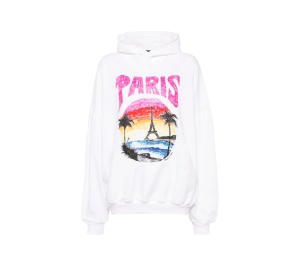 Buy Balenciaga Paris Tropical Cotton Hoodie White at Sasom – Authentic and Ready to Ship