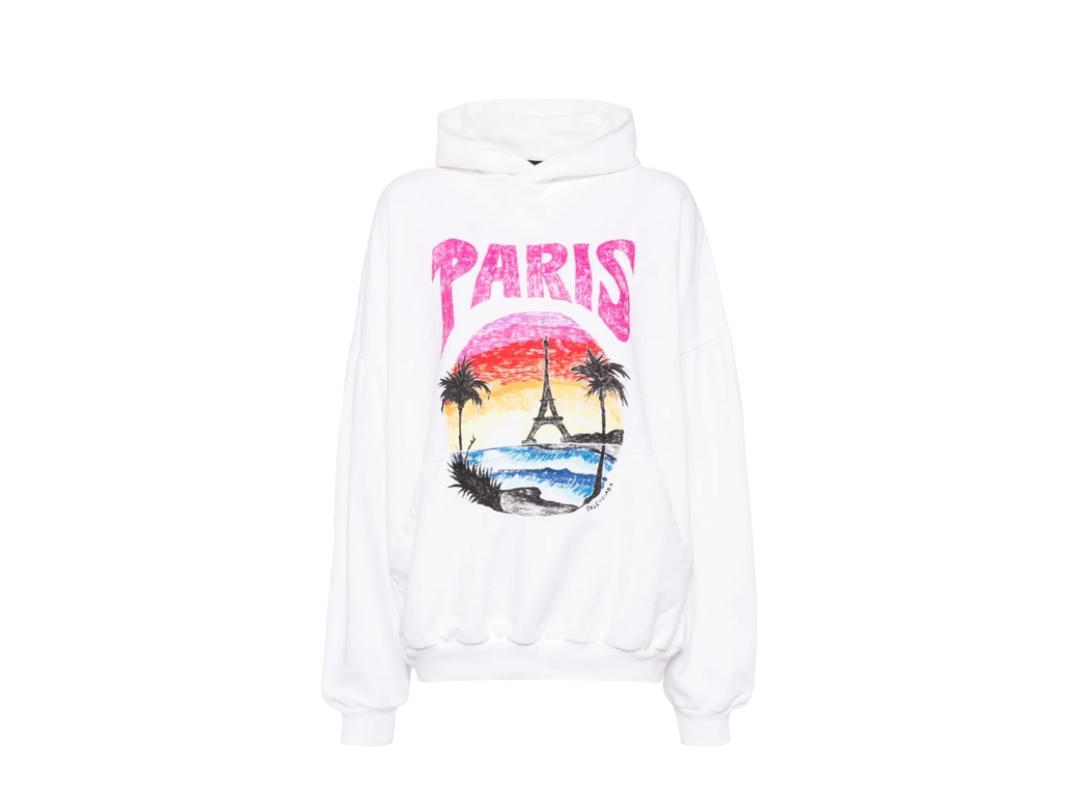 Balenciaga Balenciaga Paris Tropical Cotton Hoodie White