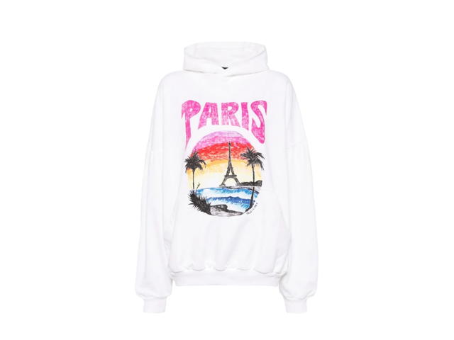 Balenciaga Balenciaga Paris Tropical Cotton Hoodie White - view 1