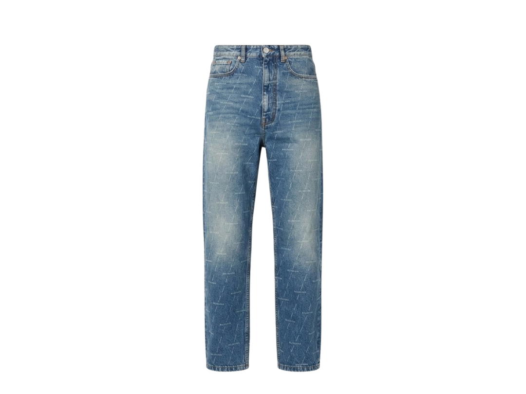 Balenciaga Balenciaga Allover Logo Regular Jeans Blue