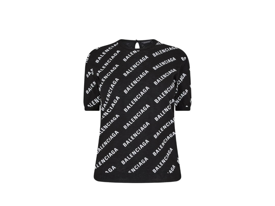 Balenciaga Balenciaga All-over Logo Crop Sweater Black (Women's)