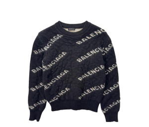 Buy Balenciaga All Over Logo Crewneck Knit Black at Sasom – Authentic and Ready to Ship
