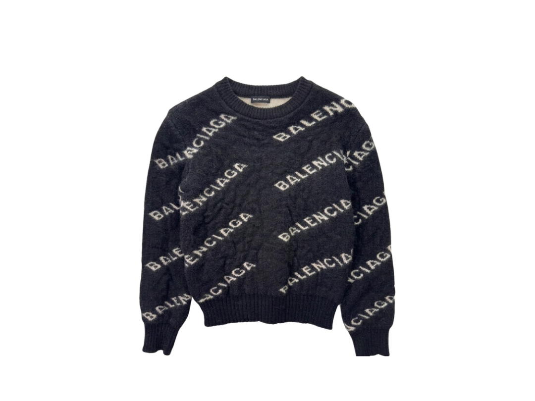 Balenciaga Balenciaga All Over Logo Crewneck Knit Black