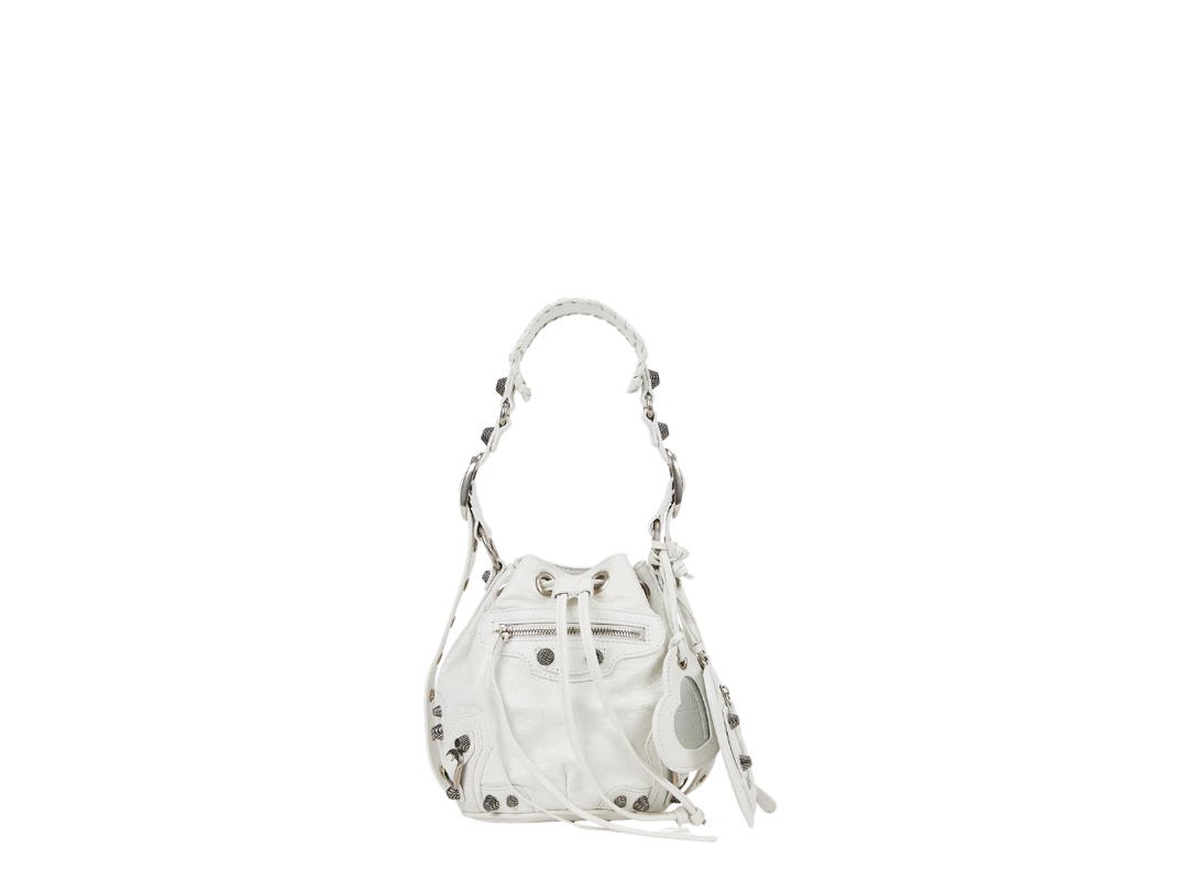 Balenciaga Balenciaga Agneau Arena Le Cagole Bucket Bag White