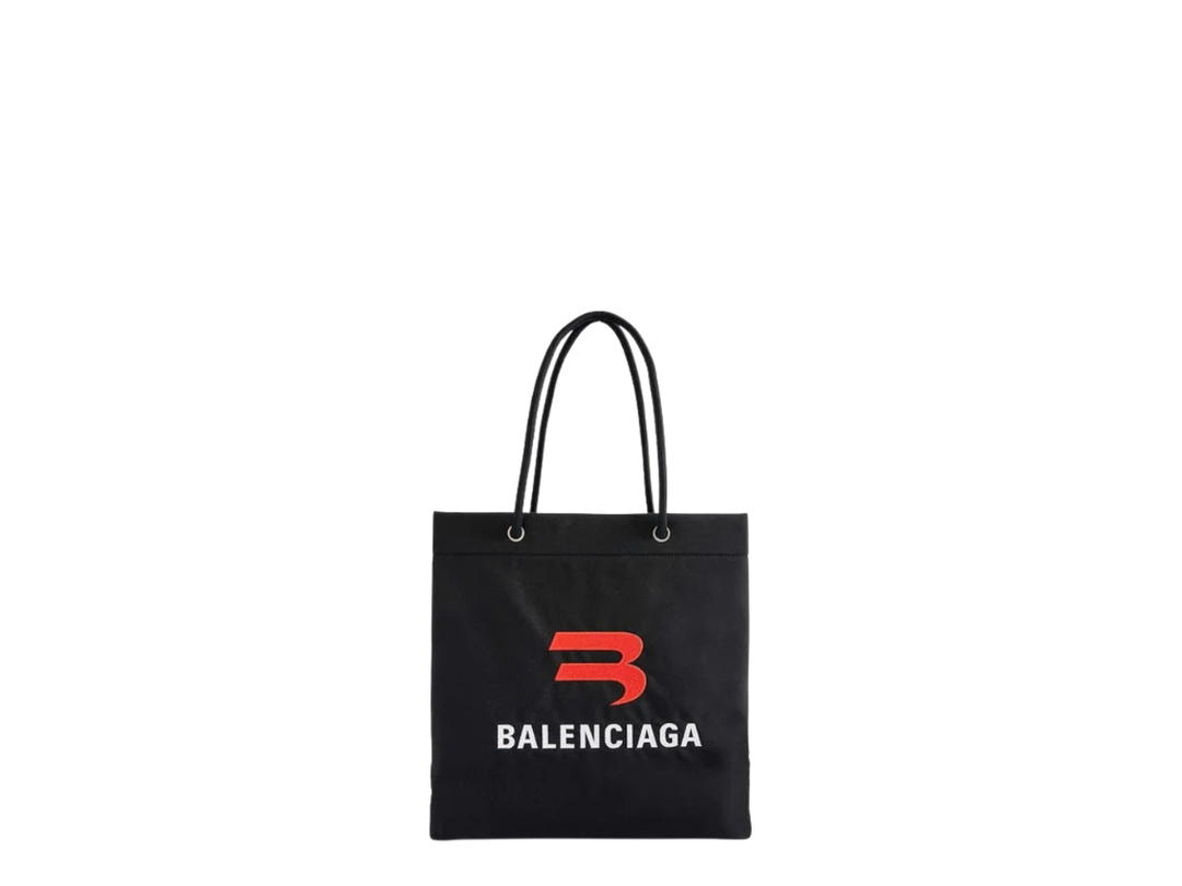 Balenciaga Balenciaga Explorer Small Logo-Embroidered Woven Tote Bag Black