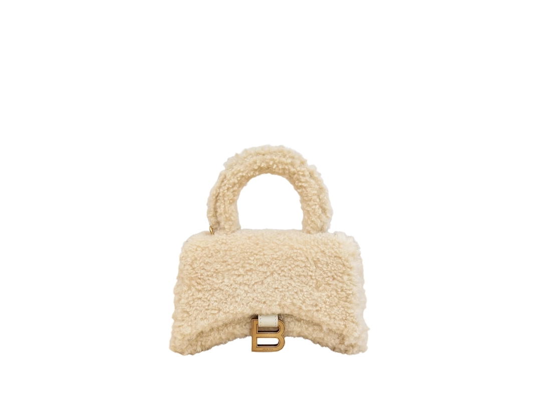 Balenciaga Balenciaga Fluffy Hour Glass XS Top-Handle Bag Beige