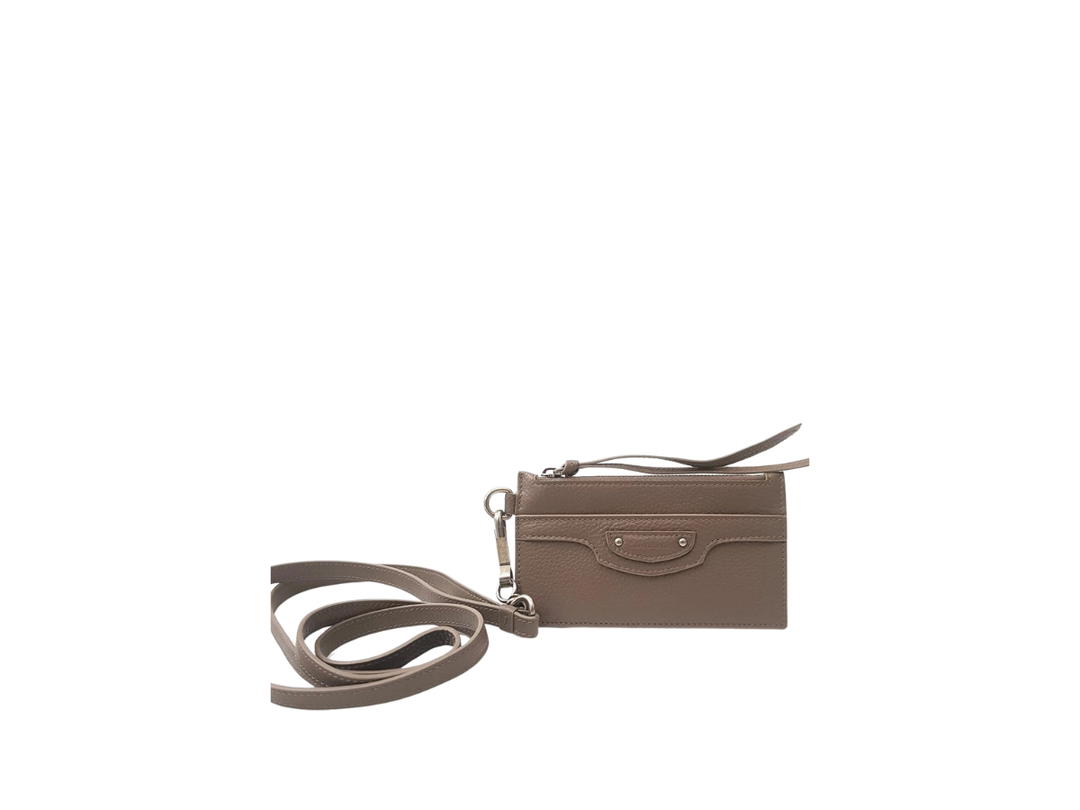Balenciaga Balenciaga Neo Classic Card Wallet Lanyard Dark Mink