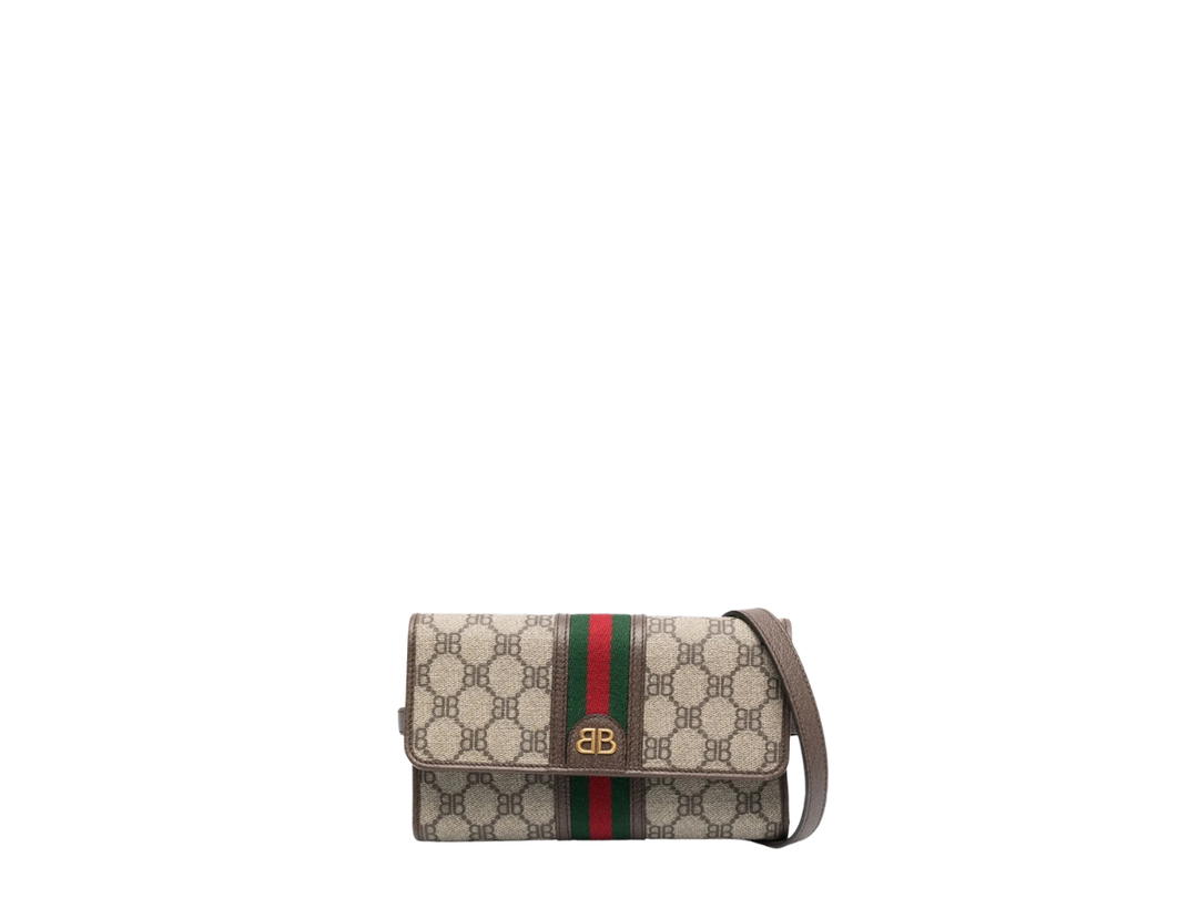 Balenciaga Balenciaga x Gucci The Hacker Project strap wallet Brown In Gold-Tone Hardware With Brown