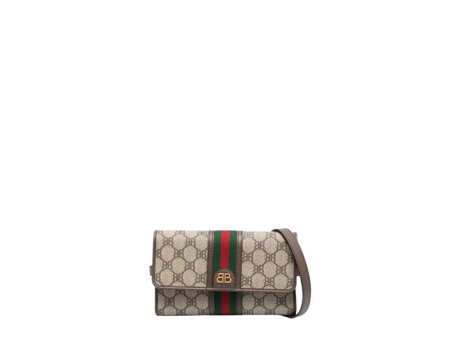 Balenciaga Balenciaga x Gucci The Hacker Project strap wallet Brown In Gold-Tone Hardware With Brown - view 1