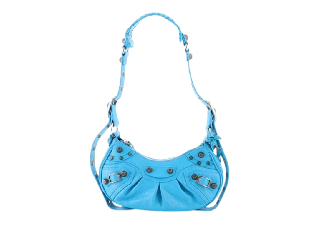 Balenciaga Balenciaga Le Cagole XS Shoulder Bag In Lambskin With Aged-Silver Hardware Blue