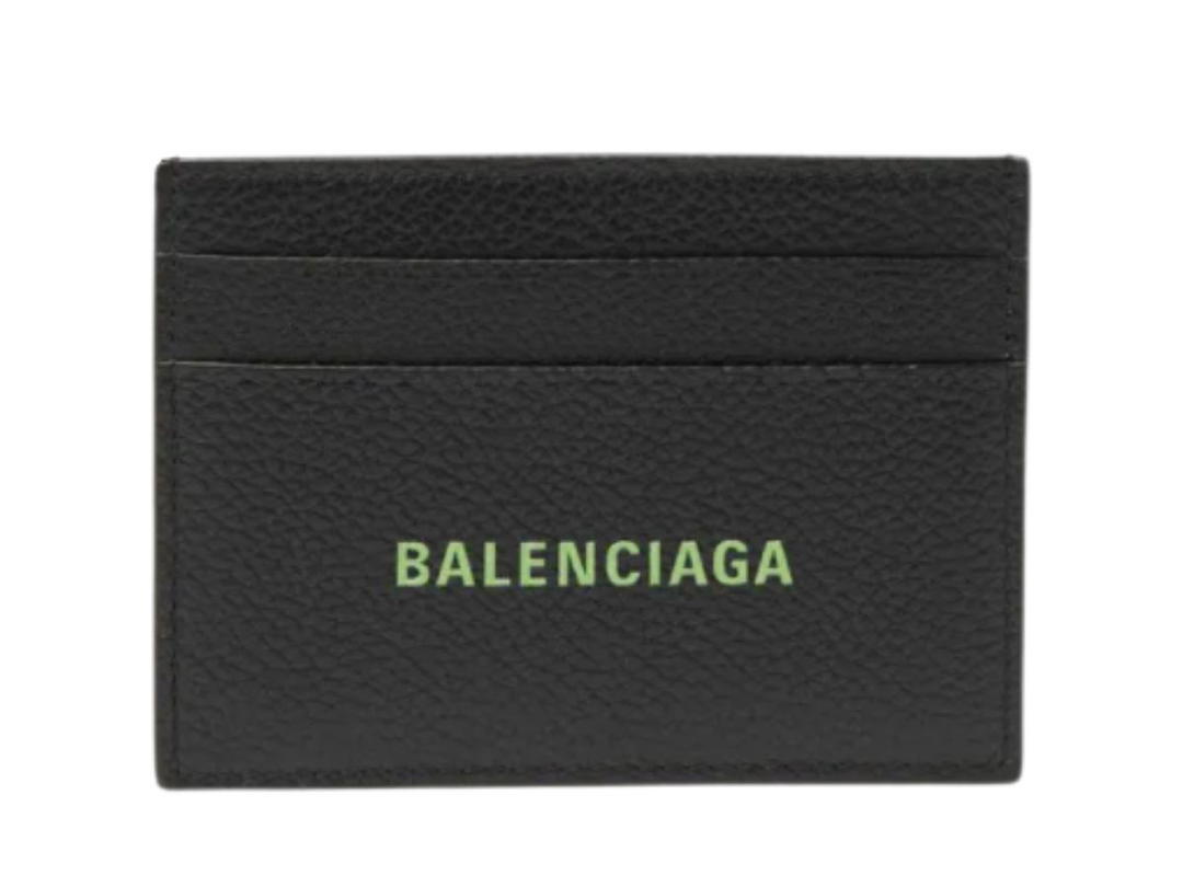 Balenciaga BALENCIAGA Logo Print Full Grain Leather Cardholder Men Black