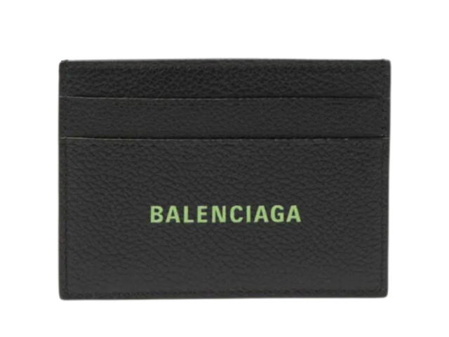 Balenciaga BALENCIAGA Logo Print Full Grain Leather Cardholder Men Black - view 1