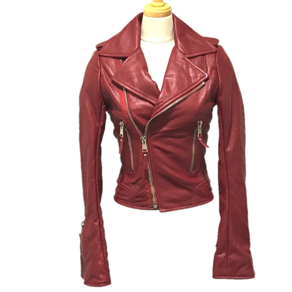 Balenciaga BALENCIAGA 256302 Women's Riders Jacket Leather Red