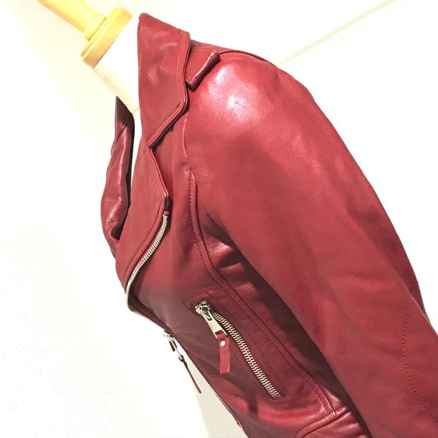 Balenciaga BALENCIAGA 256302 Women's Riders Jacket Leather Red - view 3