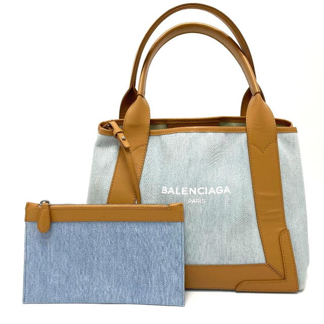 Balenciaga BALENCIAGA 339933 Logo print Navy Cabas S Hand Bag Tote Bag Light blue - view 1