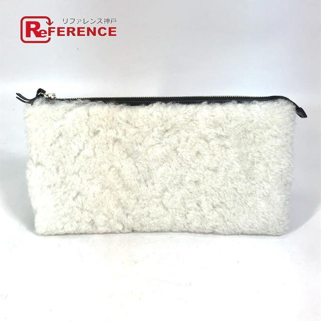 Balenciaga BALENCIAGA 347238 logo Bag Clutch bag Leather / Mouton Black/White - view 1