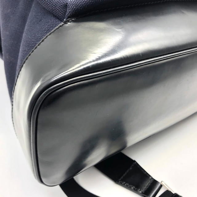 Balenciaga BALENCIAGA 392007 Backpack-Bag Canvas x Leather Navy/Black - view 4