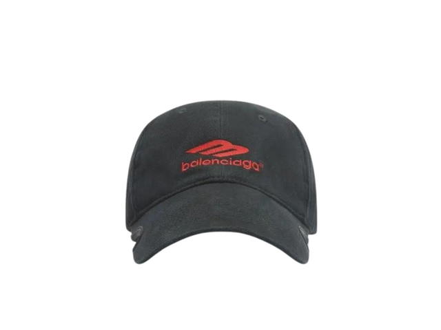 Balenciaga Balenciaga 3B Sports Icon Baseball Cap In Black And Red Cotton Drill - view 1
