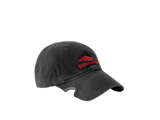 Balenciaga Balenciaga 3B Sports Icon Baseball Cap In Black And Red Cotton Drill - view 2