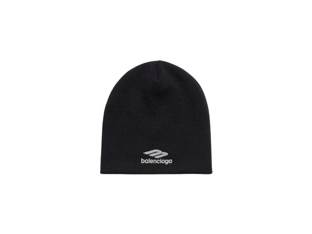 Balenciaga Balenciaga 3B Sports Icon Beanie In Black Stretch Rib Knit - view 1