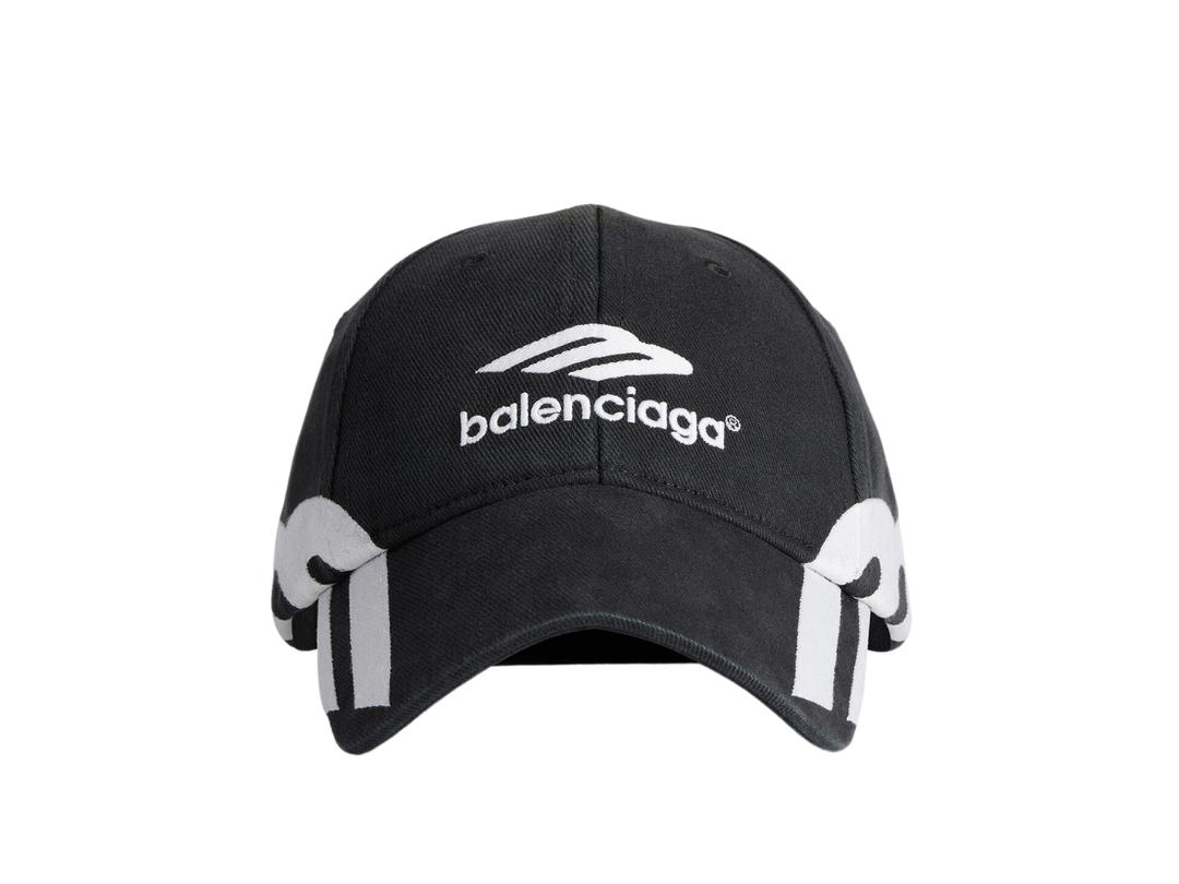 Balenciaga Balenciaga 3B Sports Icon Cap In Black-White Cotton Drill