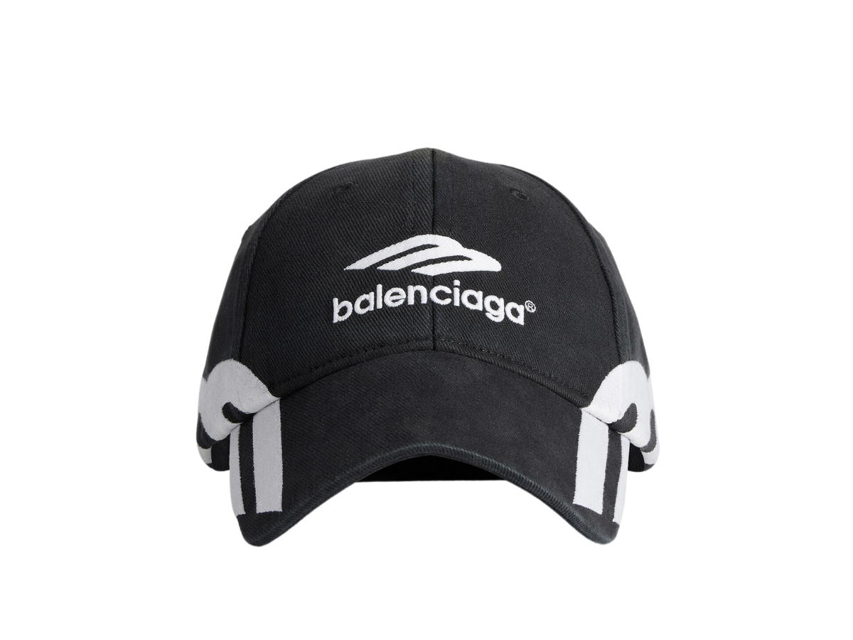 Balenciaga Balenciaga 3B Sports Icon Cap In Black-White Cotton Drill