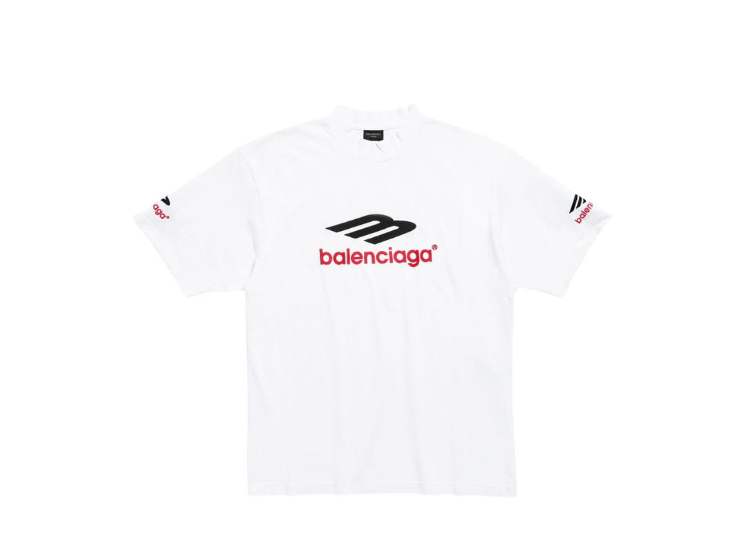 Balenciaga Balenciaga 3B Sports Icon T-Shirt Medium Fit White Black And Red