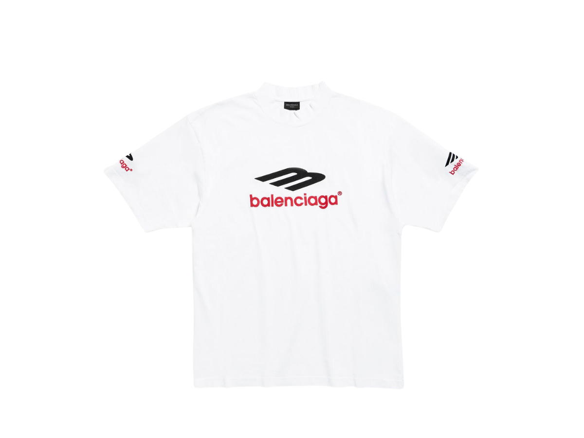 Balenciaga Balenciaga 3B Sports Icon T-Shirt Medium Fit White Black And Red