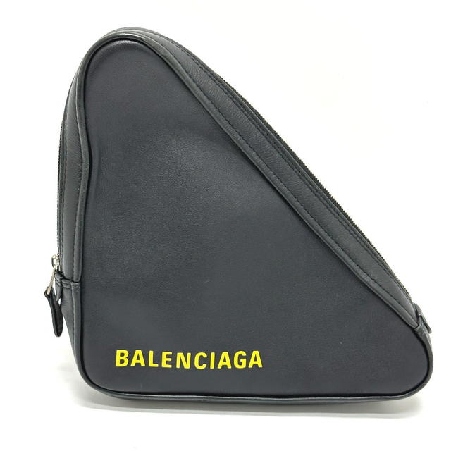 Balenciaga BALENCIAGA 476976 Triangle triangle clutch bag bag Pouch Leather Black/yellow - view 2