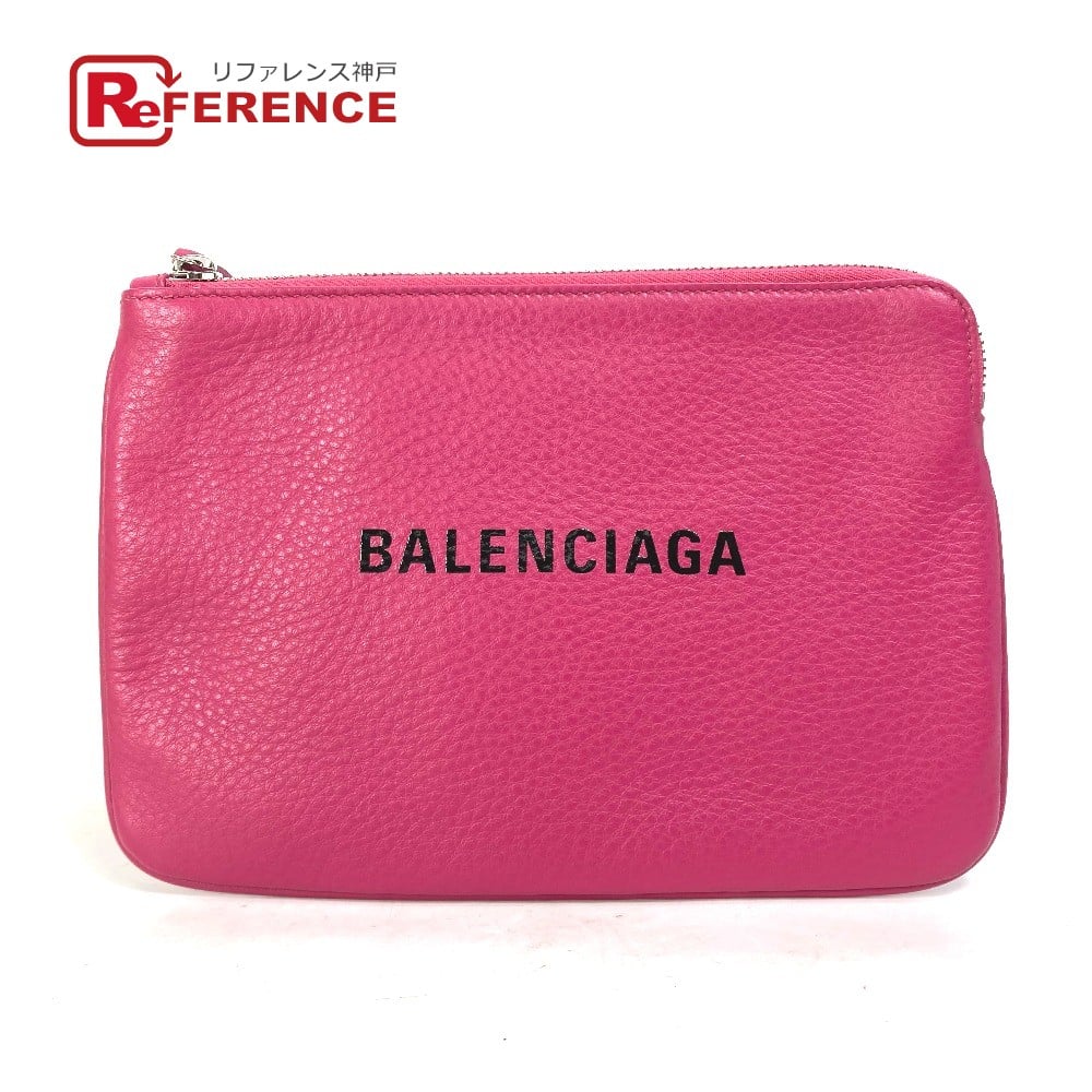 Balenciaga BALENCIAGA 492465 Logo Everyday Pouch M Bag Clutch bag Leather pink/Black