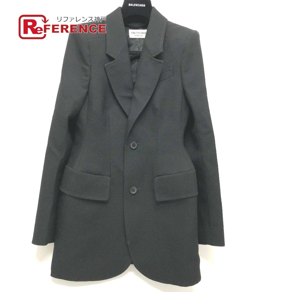 Balenciaga BALENCIAGA 571278 single Black Basic shoulder pads Jacket cotton / wool Black