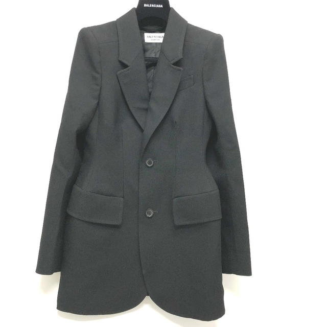 Balenciaga BALENCIAGA 571278 single Black Basic shoulder pads Jacket cotton / wool Black - view 2