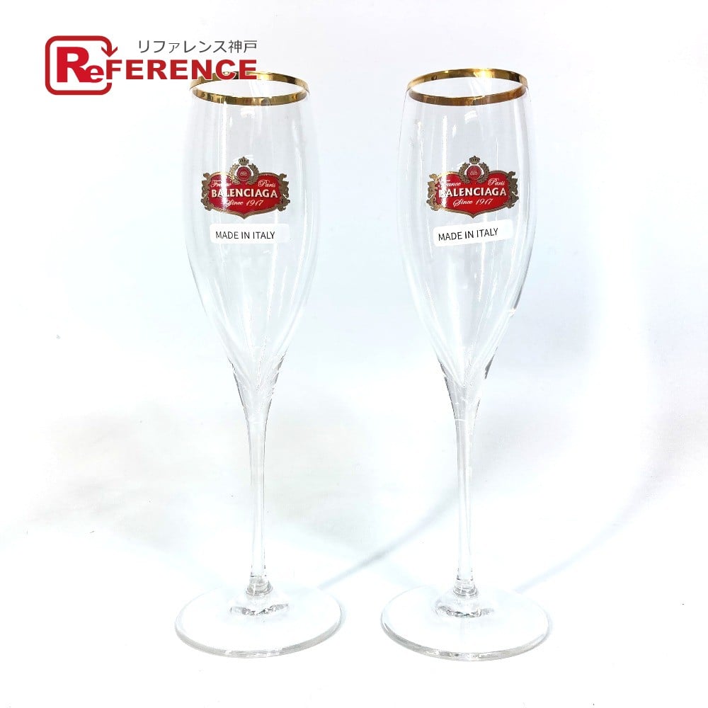 Balenciaga BALENCIAGA 734692 cup interior logo 2 pairs Champagne Glass clear/Red Unused