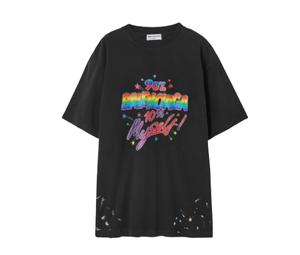 Balenciaga 90/10 Oversized Painted Printed Organic Cotton-Jersey T-Shirt Black