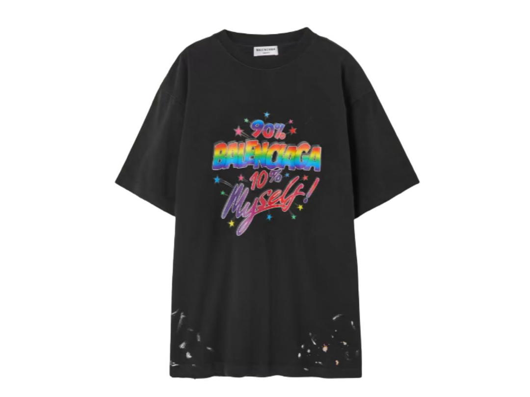 Balenciaga Balenciaga 90/10 Oversized Painted Printed Organic Cotton-Jersey T-Shirt Black