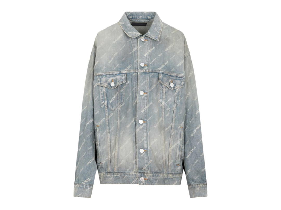 Balenciaga Balenciaga All-Over Logo Jacket In Clear Green